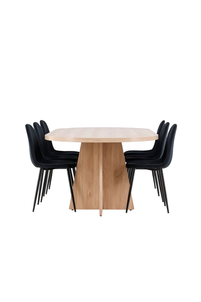 Bootcut-spisebord med Polar-spisestol – Svart m v:7660909 Bootcut-spisebord med Polar-spisestol – Svart m v:7660909