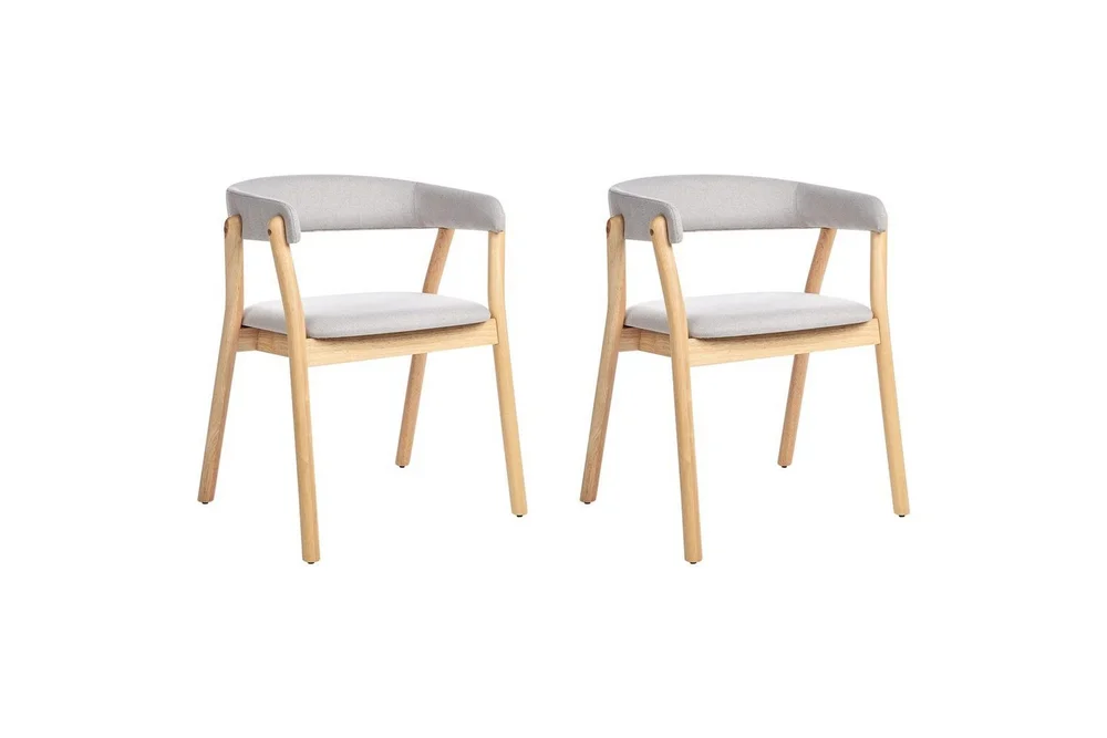 Matsalsstol Beliani Mylo set om 2 Beige-Mörkt Trä Light grey v:7068270