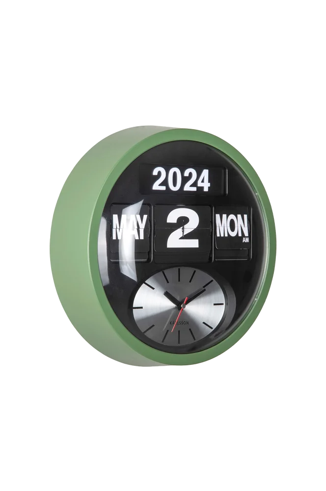 Veggklokke Round Flip - Grønn - Dekor | m v:6405440