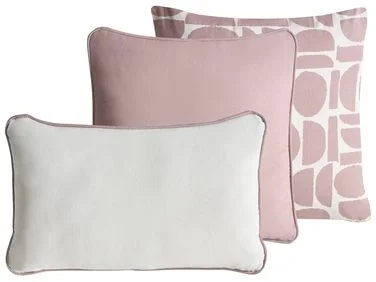 Sett med 3 pynteputer PENTACE 30 x 50 cm 45 x 45 cm Bomull Rosa Ensfarget v:5982007