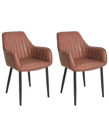 Sett med 2 spisestoler WELLSTON Kunstskinn Brun v:6707291