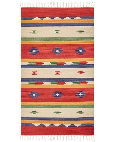 Teppe ALAPARS Flerfarget 80 x 150 cm Kelim Bomull v:1931694 Teppe ALAPARS Flerfarget 80 x 150 cm Kelim Bomull v:1931694
