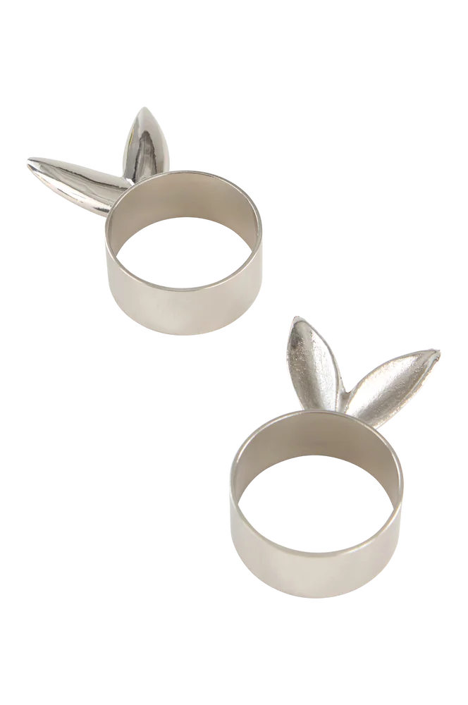 FUNNY BUNNY serviettring med 2-pakk – Sølv – Tekstiler | m v:8589647