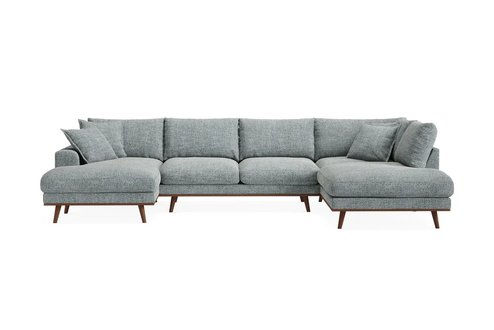 Copenhagen Premium 5-personers Højrevendt U-formet Dyb Sofa med Divan og Chaiselong i Chenille v:9546504