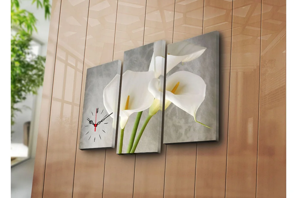 Dekorativ Canvasbilde med Klokke 3 Deler v:3975263