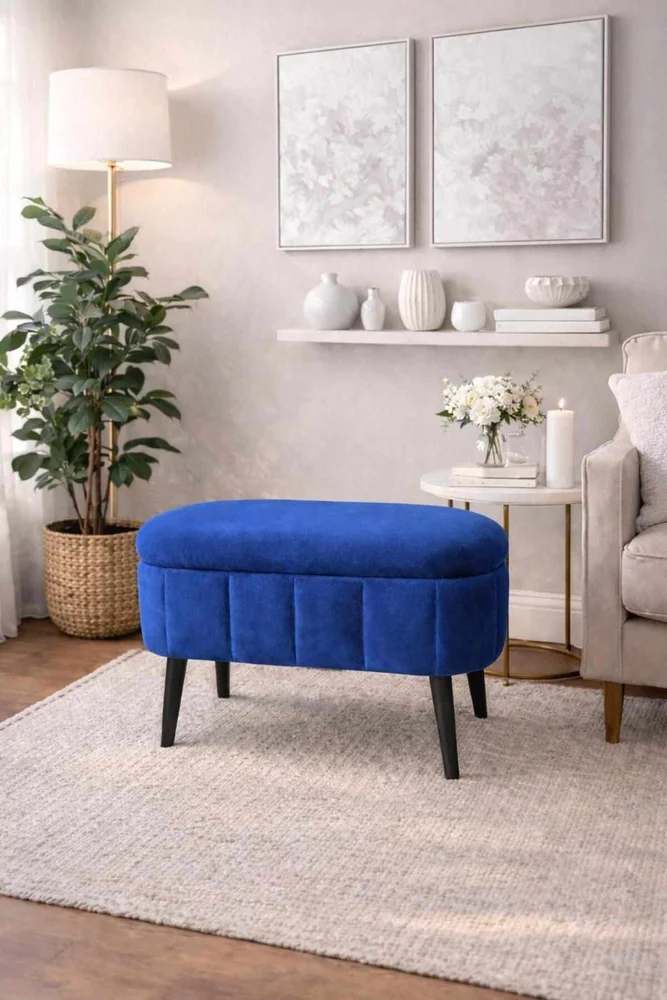 Puff med oppbevaring Atelier Del Sofa Mini Oslo (60 x 46 x 35 cm) Sax Blue v:6557977