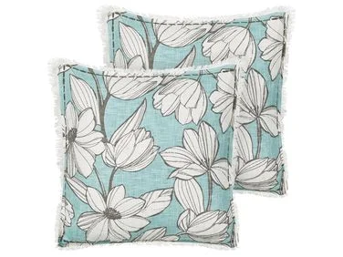Sett med 2 pynteputer CYANOTIS 45 x 45 cm Bomull Lyseblå Blomstermønster v:209796 Sett med 2 pynteputer CYANOTIS 45 x 45 cm Bomull Lyseblå Blomstermønster v:209796
