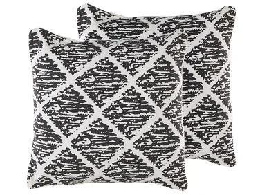 Sett med 2 pynteputer HAZRO 45 x 45 cm Bomull Svart Geometrisk mønster v:8651972 Sett med 2 pynteputer HAZRO 45 x 45 cm Bomull Svart Geometrisk mønster v:8651972
