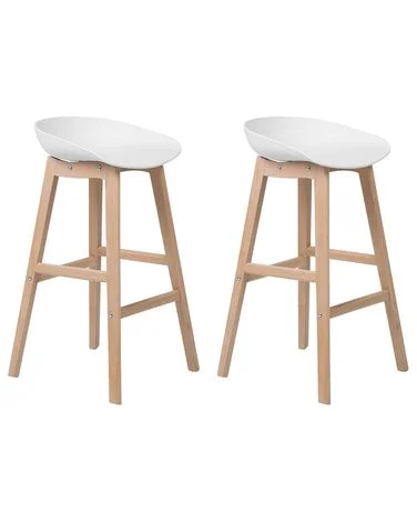 Sett med 2 barstoler MICCO Hvit v:4851251