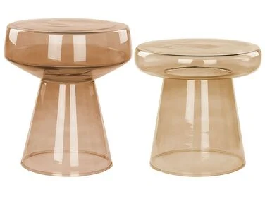 Sett med 2 sidebord LAGUNA/CALDERA Glass Gullbrun v:5128452 Sett med 2 sidebord LAGUNA/CALDERA Glass Gullbrun v:5128452