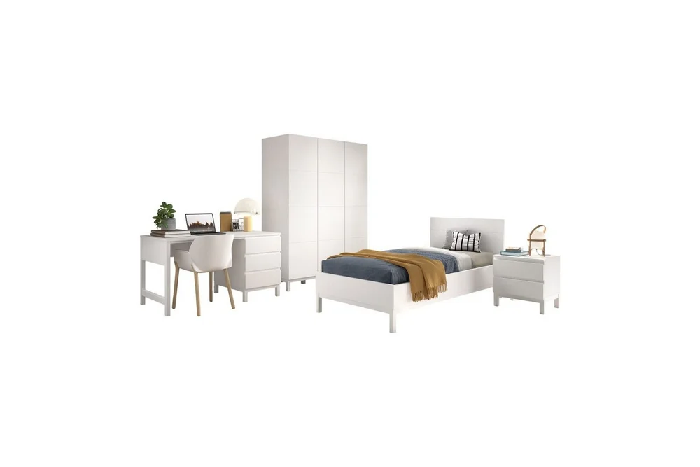 Seng med nattbord garderobe skrivebord Eva 3-dører v:1185900
