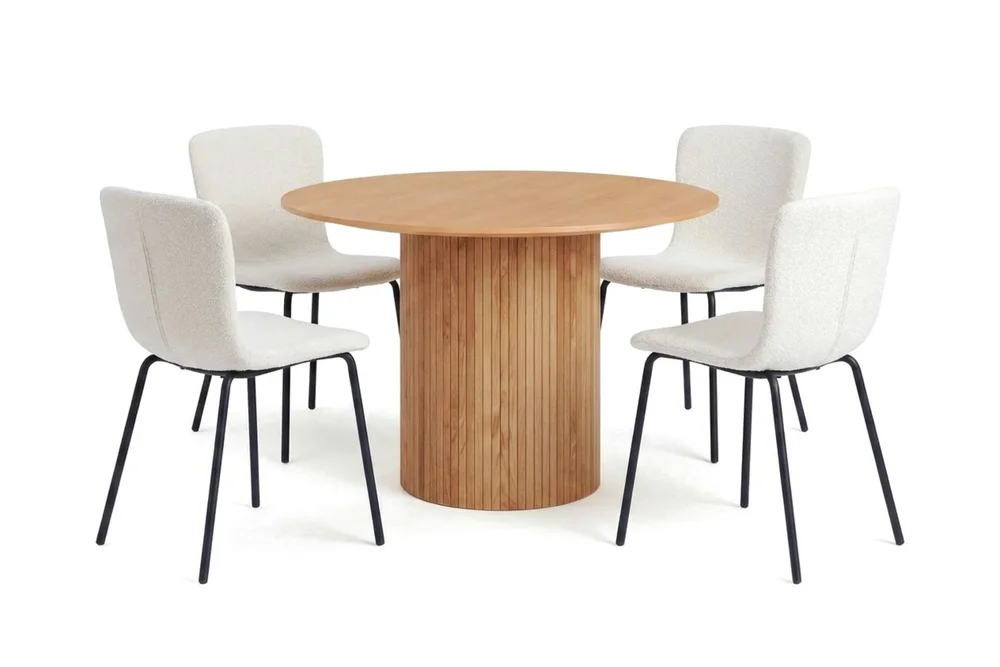 Kopparbo rund spisegruppe 110 cm eik med 4 Katy spisestoler v:4200171