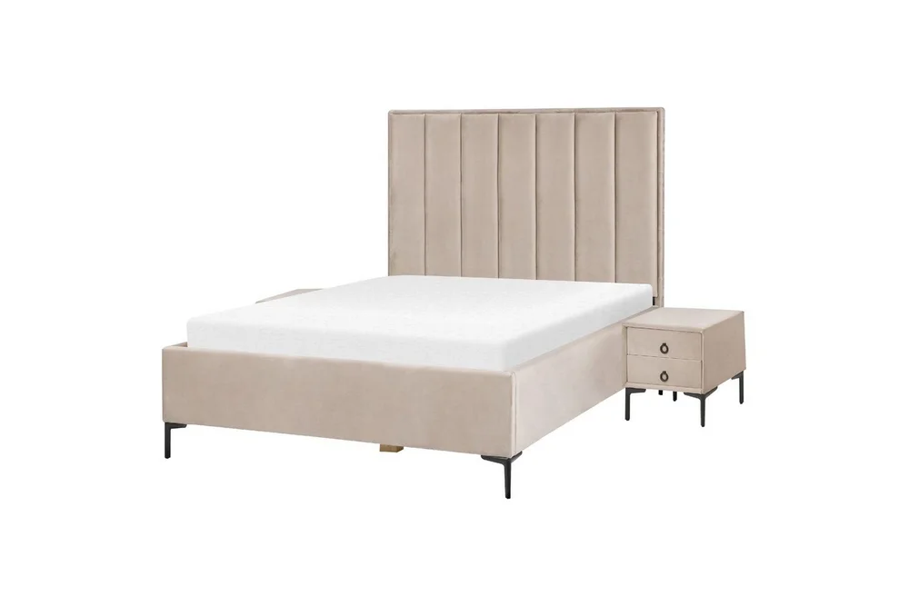 Möbelset för sovrum Mörkgrå, Beige, Svart 140×200 v:9822778 Möbelset för sovrum Mörkgrå, Beige, Svart 140×200 v:9822778