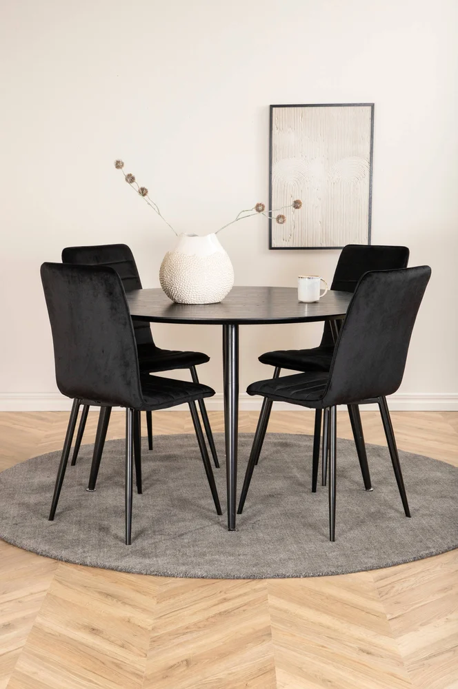 Spisegruppe Dipp med 4 Windu Lyx spisestoler - Svart m v:2981730