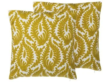 Sett med 2 pynteputer PRIMULA 45 x 45 cm Bomull Sennepsgul Ikat v:5336764 Sett med 2 pynteputer PRIMULA 45 x 45 cm Bomull Sennepsgul Ikat v:5336764