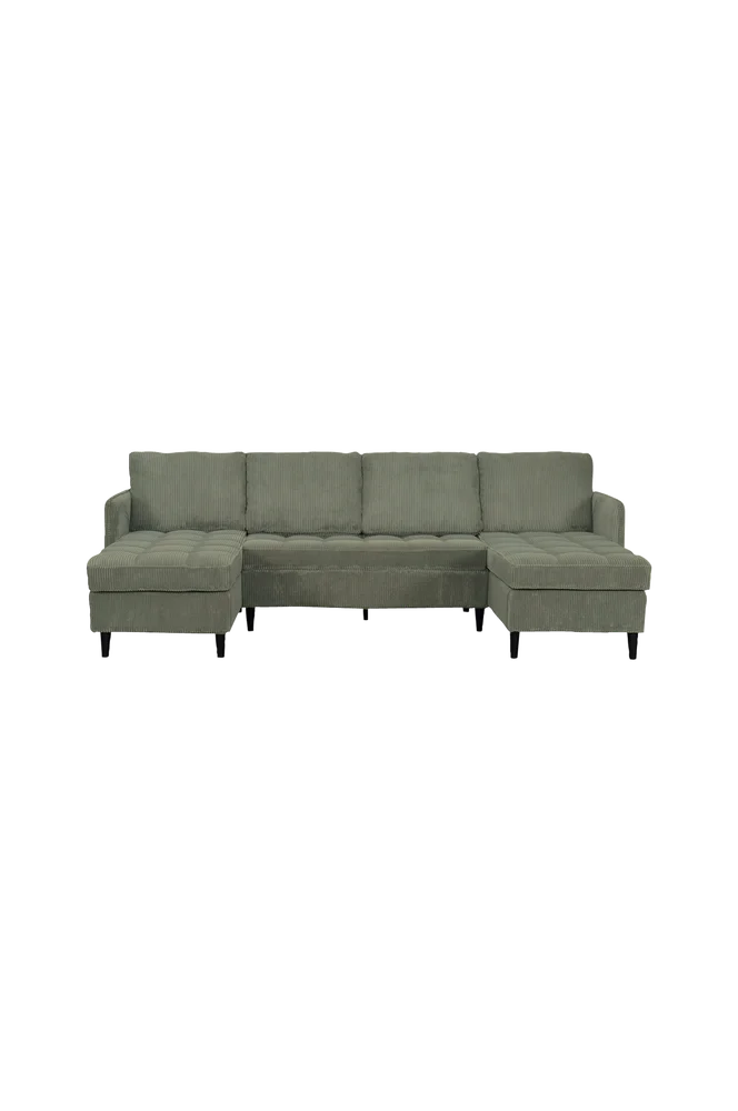 U-formet sofa med oppbevaringsplass - Grønn m v:9674796
