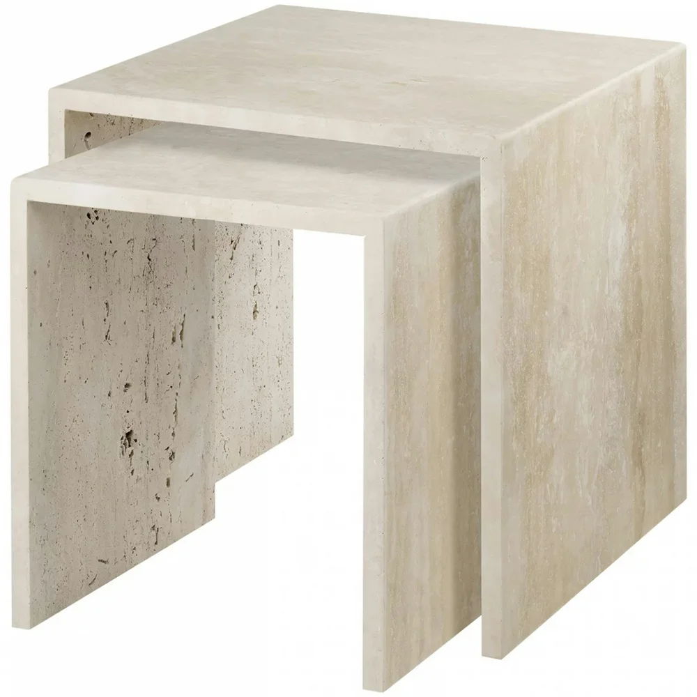 VARU Salongbord 2 Deler Travertin, Beige v:6568430