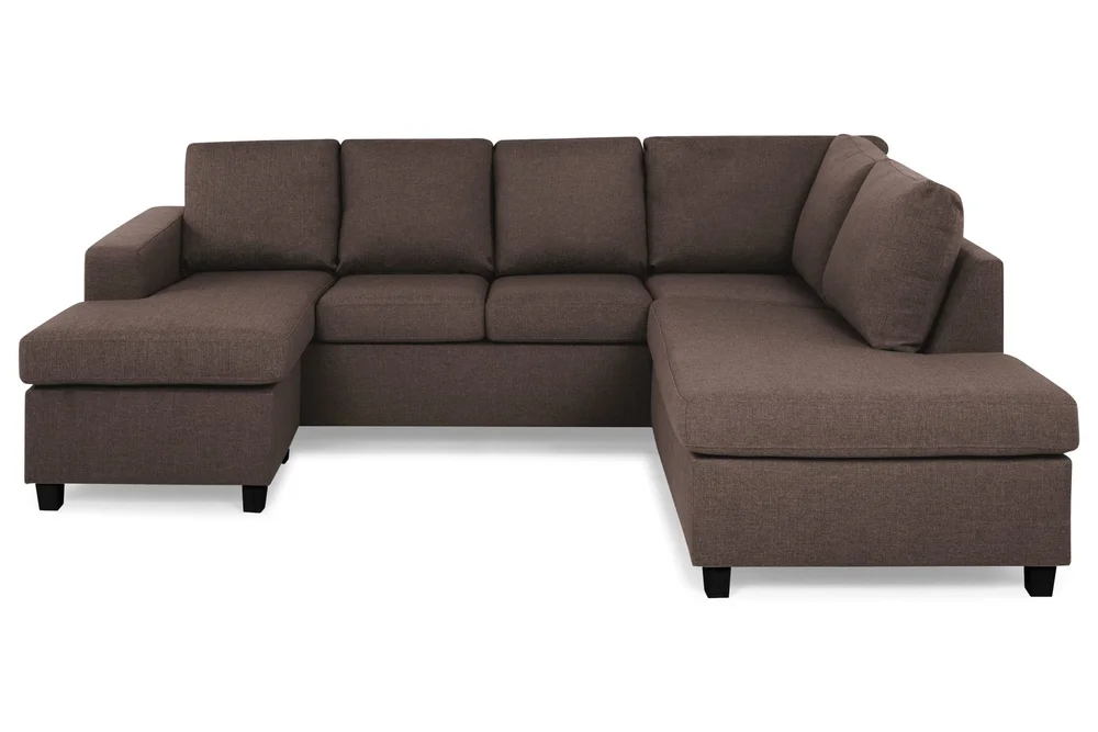 Crazy 4-seters Høyrevendt U-formet Small Sofa med Divan og Sjeselong i Stoff v:5781846