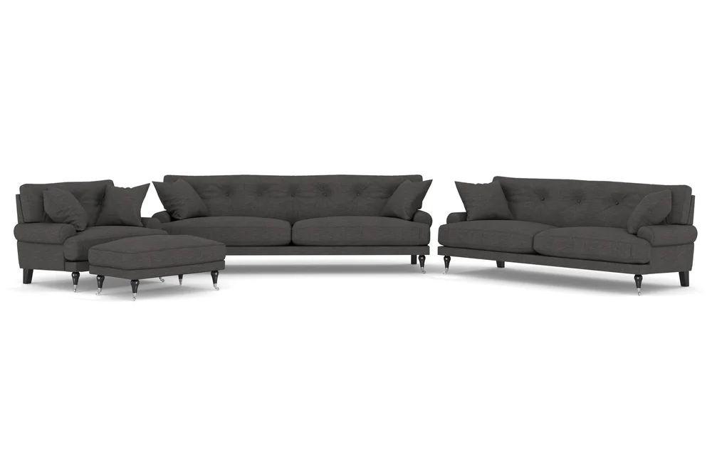 Andrew Sofagruppe 3-seter + 2-seter Sofa + Lenestol + Fotskammel i Stoff v:9475504