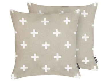 Sett med 2 pynteputer VELLEIA 45 x 45 cm Bomull Gråbrun Geometrisk mønster v:5688322 Sett med 2 pynteputer VELLEIA 45 x 45 cm Bomull Gråbrun Geometrisk mønster v:5688322