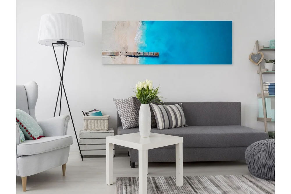 Tavle Sea And Wooden Bridge (1 Part) Narrow Blue 135X45 v:7207021
