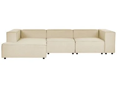 Modulær hjørnesofa 3-seter APRICA Imitert lin Beige Høyrevendt v:1328843