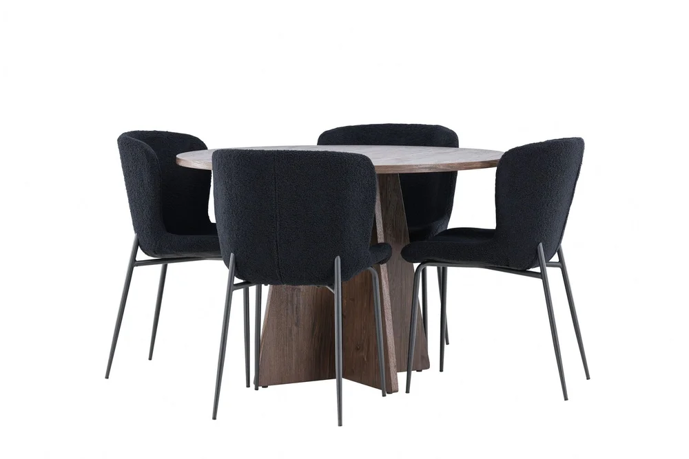 Bootcut Spisegruppe 110 cm Rund med 4 Modesto stoler v:2418220