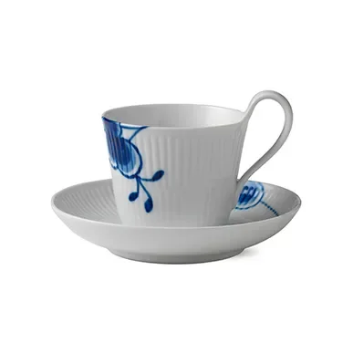 Blue Fluted Mega tekopp med skål v:4692898