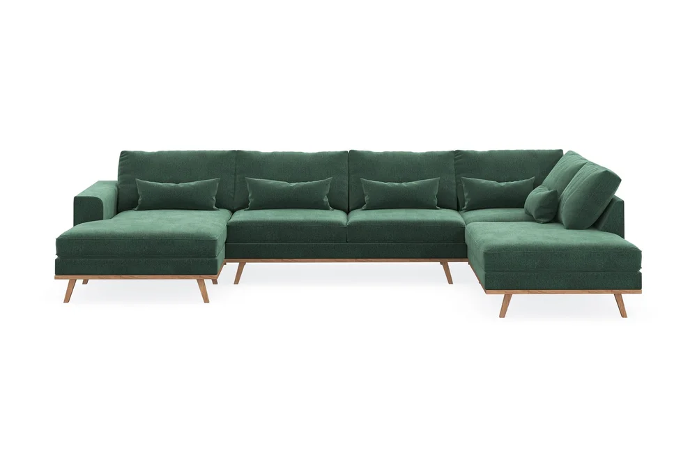 Copenhagen 5-seters Høyrevendt U-formet Sofa med Divan og Sjeselong i Fløyel v:1411713 Copenhagen 5-seters Høyrevendt U-formet Sofa med Divan og Sjeselong i Fløyel v:1411713