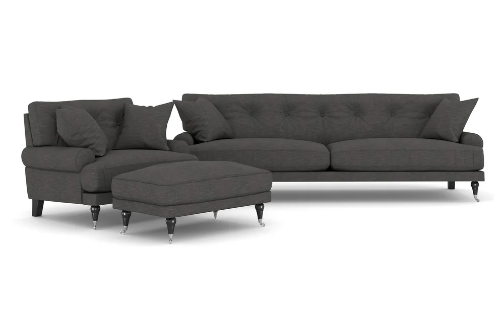 Andrew Sofagruppe 3-seter Sofa + Lenestol + Fotskammel i Stoff v:3017711