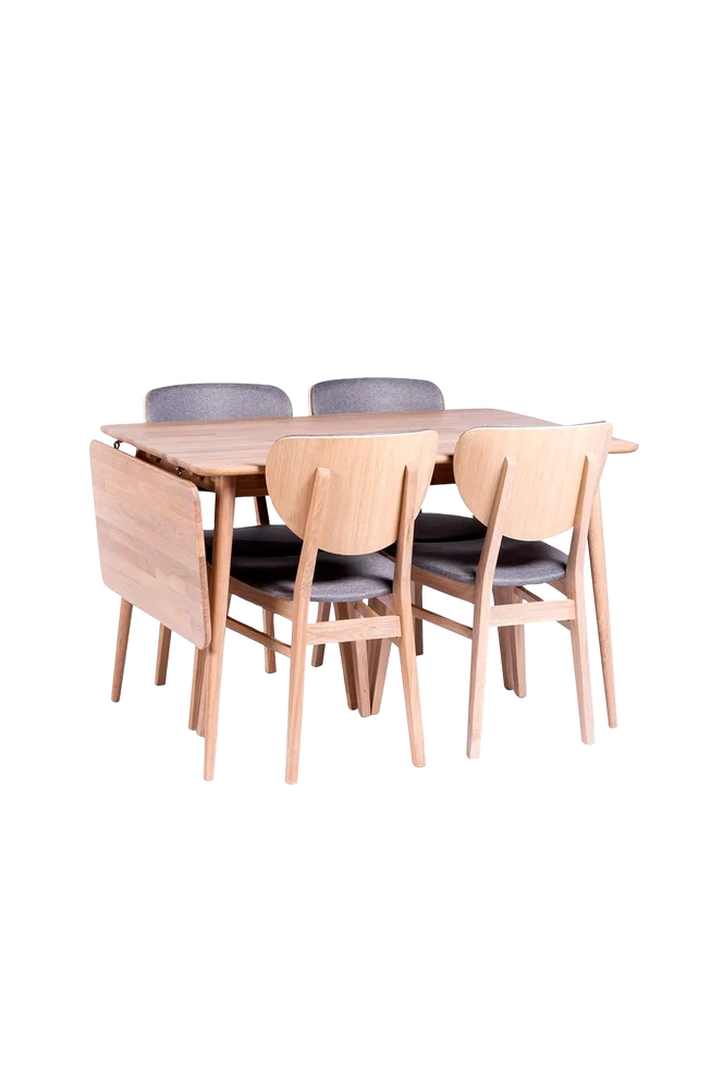 Odense With Chairs -bord med nedfellbar plate og 4 Fårö-stoler – Hvit m v:9138359 Odense With Chairs -bord med nedfellbar plate og 4 Fårö-stoler – Hvit m v:9138359