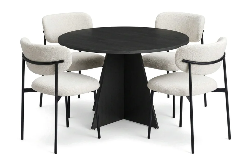 Vera spisegruppe rund 110 cm svart med 4 Lucy spisestoler v:8870412