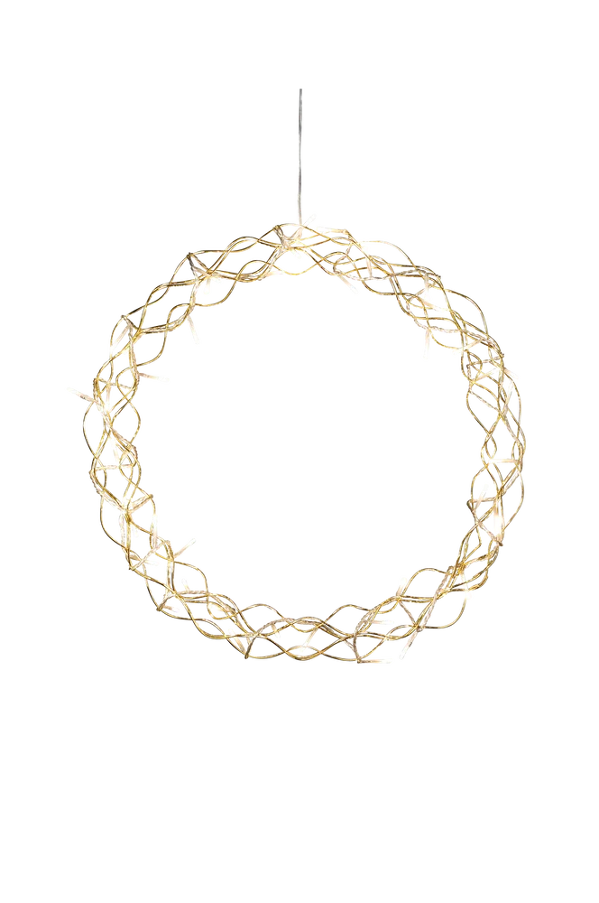 Krans av gullfarget metall, LED 45 cm – Gull – Belysning | m v:4914834 Krans av gullfarget metall, LED 45 cm – Gull – Belysning | m v:4914834