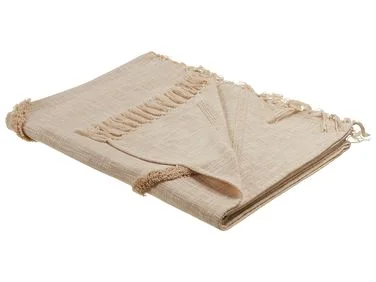 Pledd JAUNPUR Bomull 130 x 180 cm Beige v:9630667
