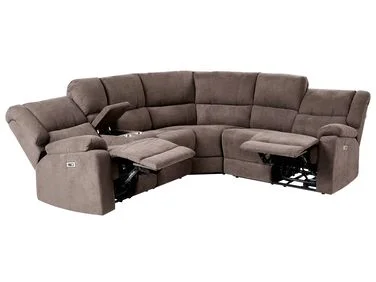 Elektrisk reclinerhjørnesofa 5-seters ROKKE med USB-inngang Brun Venstrevendt v:3052481 Elektrisk reclinerhjørnesofa 5-seters ROKKE med USB-inngang Brun Venstrevendt v:3052481
