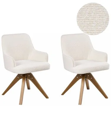 Sett med 2 spisestoler SYLVANIA Bouclé Off white v:9307092