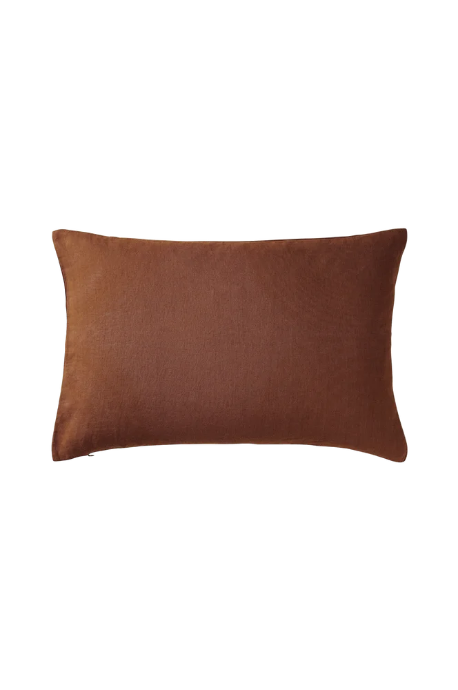 Putetrekk Candice Zip i vasket lin 40x60 cm - Brun - Tekstiler | m v:687783