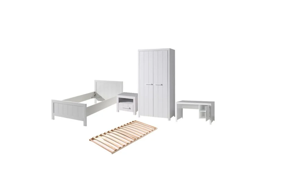 Seng med ribbebunn nattbord to-dørs garderobe skrivebord Erik v:7351818 Seng med ribbebunn nattbord to-dørs garderobe skrivebord Erik v:7351818