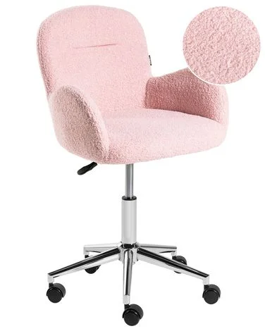 Kontorstol PRIDDY Bouclé Pastellrosa v:6138368