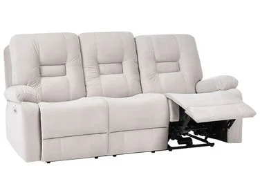 Elektrisk reclinersofa 3-seter BERGEN med USB-inngang Fløyel Lys beige v:7379988 Elektrisk reclinersofa 3-seter BERGEN med USB-inngang Fløyel Lys beige v:7379988