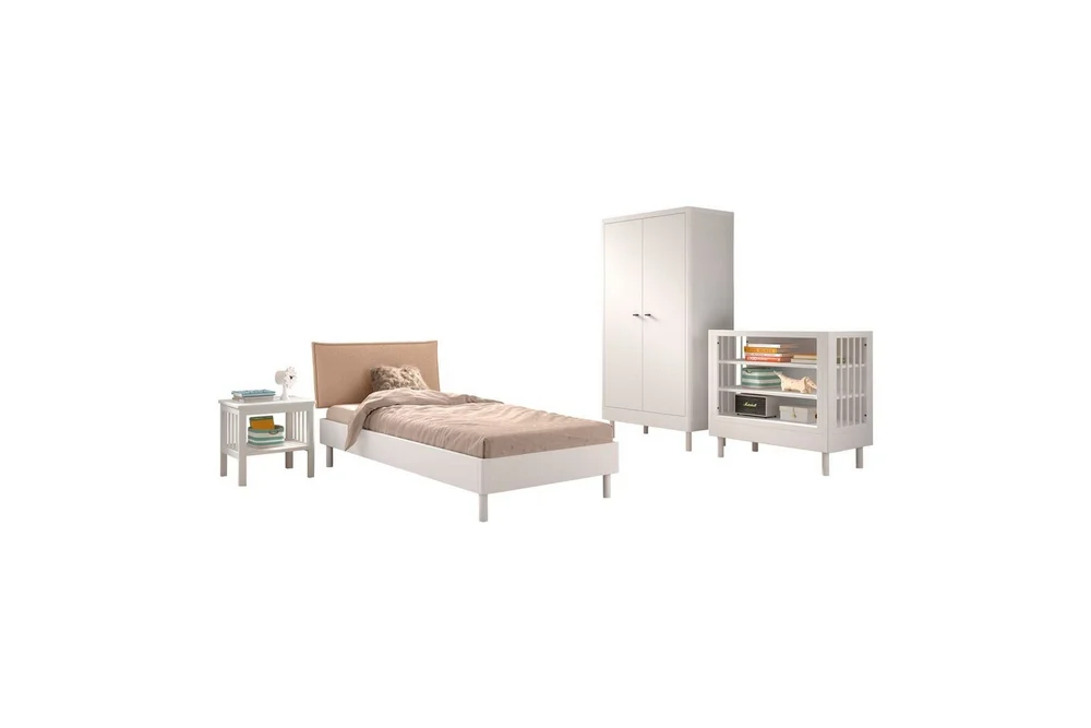 Seng med nattbord garderobe stellebord Forrest Hvit Bøk v:9131241 Seng med nattbord garderobe stellebord Forrest Hvit Bøk v:9131241