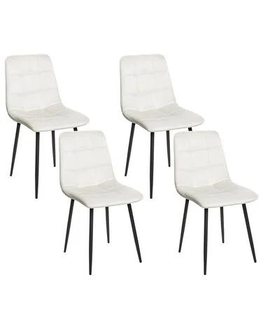Sett med 4 spisestoler POWELL Fløyel Off white v:3081368