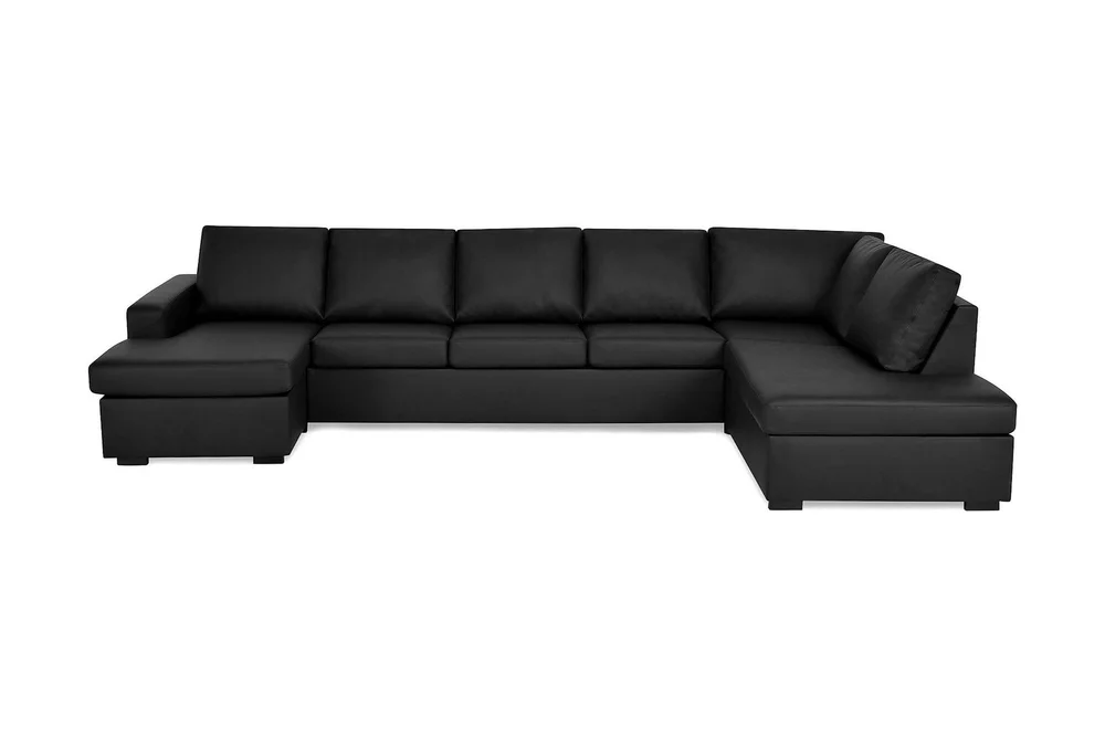Crazy 5-seters Høyrevendt U-formet X-Large Sofa med Divan og Sjeselong i Kunstlær v:4835297