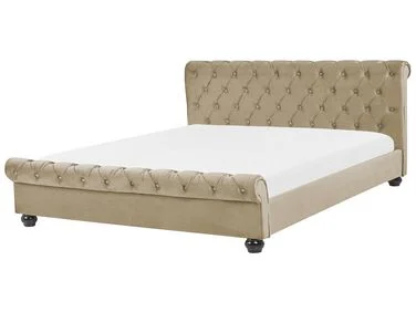 Seng Fløyel AVALLON 180 x 200 cm Beige v:559850