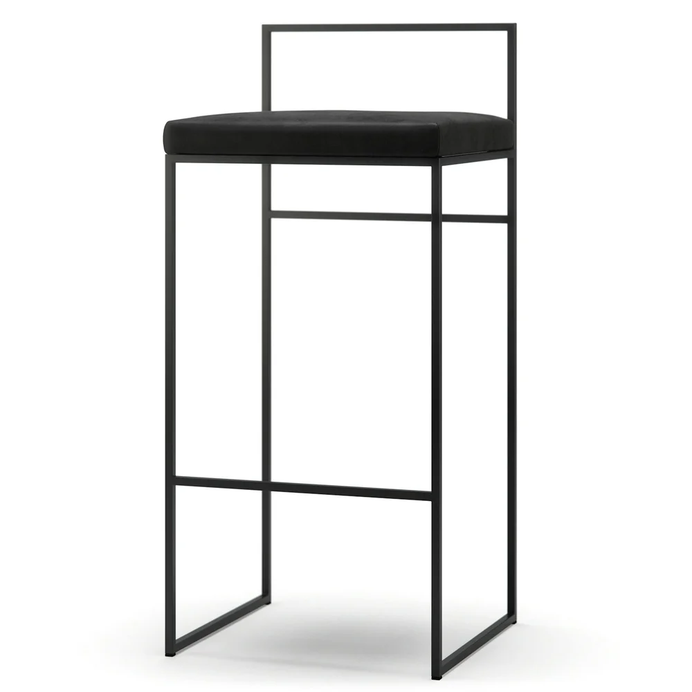 Barstol med Ryggstøtte 90 cm, Svart / Svart Fløyel v:2921521 Barstol med Ryggstøtte 90 cm, Svart / Svart Fløyel v:2921521