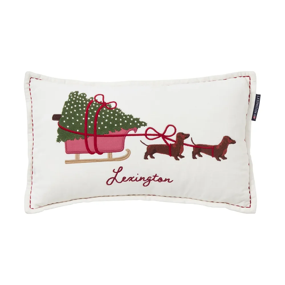 Dog sleigh økologisk fløyelsbomull pute 30×50 cm v:9654264 Dog sleigh økologisk fløyelsbomull pute 30×50 cm v:9654264