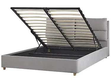 Seng med oppbevaring BATILLY Fløyel Lysegrå 160 x 200 cm v:2331637