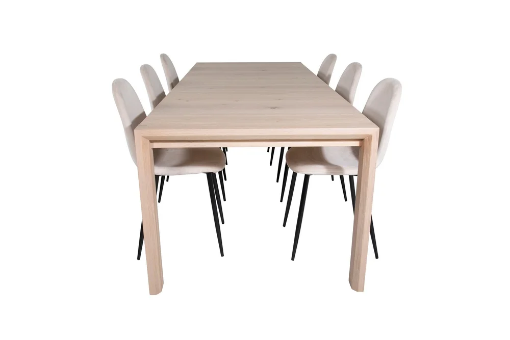 Slider Matgruppe Forlengningsbar 170 cm Rektangulær med 6 Polar stoler v:9229697