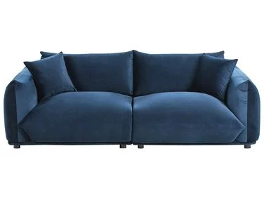 Sofa 3-seter LUVOS Fløyel Mørkeblå v:3967168