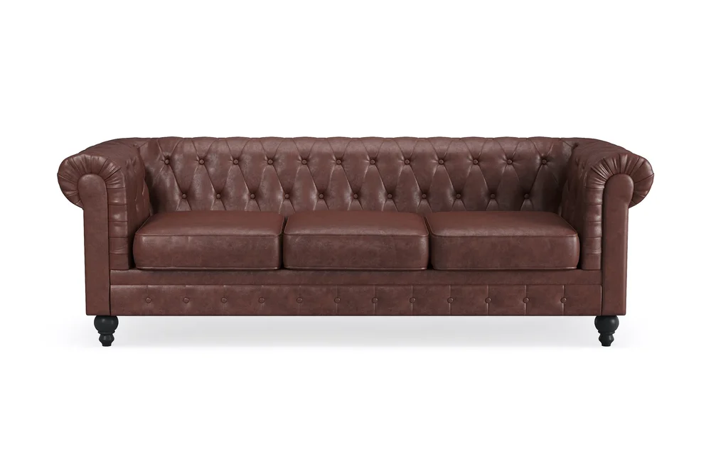 Chesterfield Lyx 3-seter Dyp sofa kunstskinn v:3218836 Chesterfield Lyx 3-seter Dyp sofa kunstskinn v:3218836